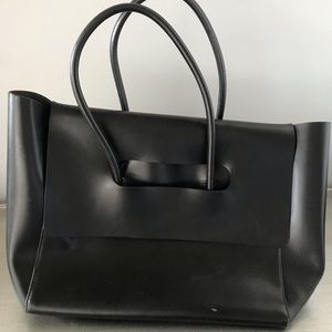 Genuine People Black Leather Tote